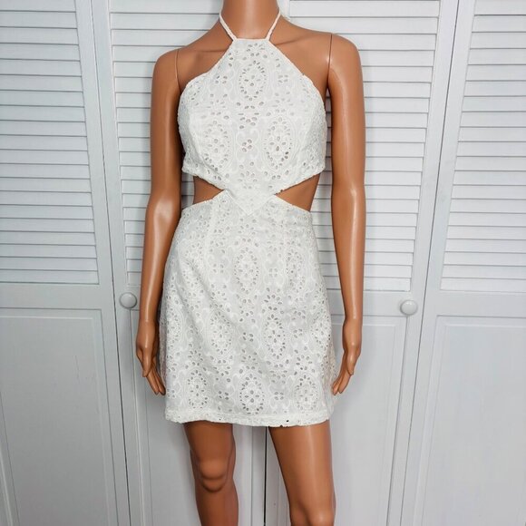 NEW RUMER White Sienna Halter Mini Dress Size XS - Picture 1 of 9